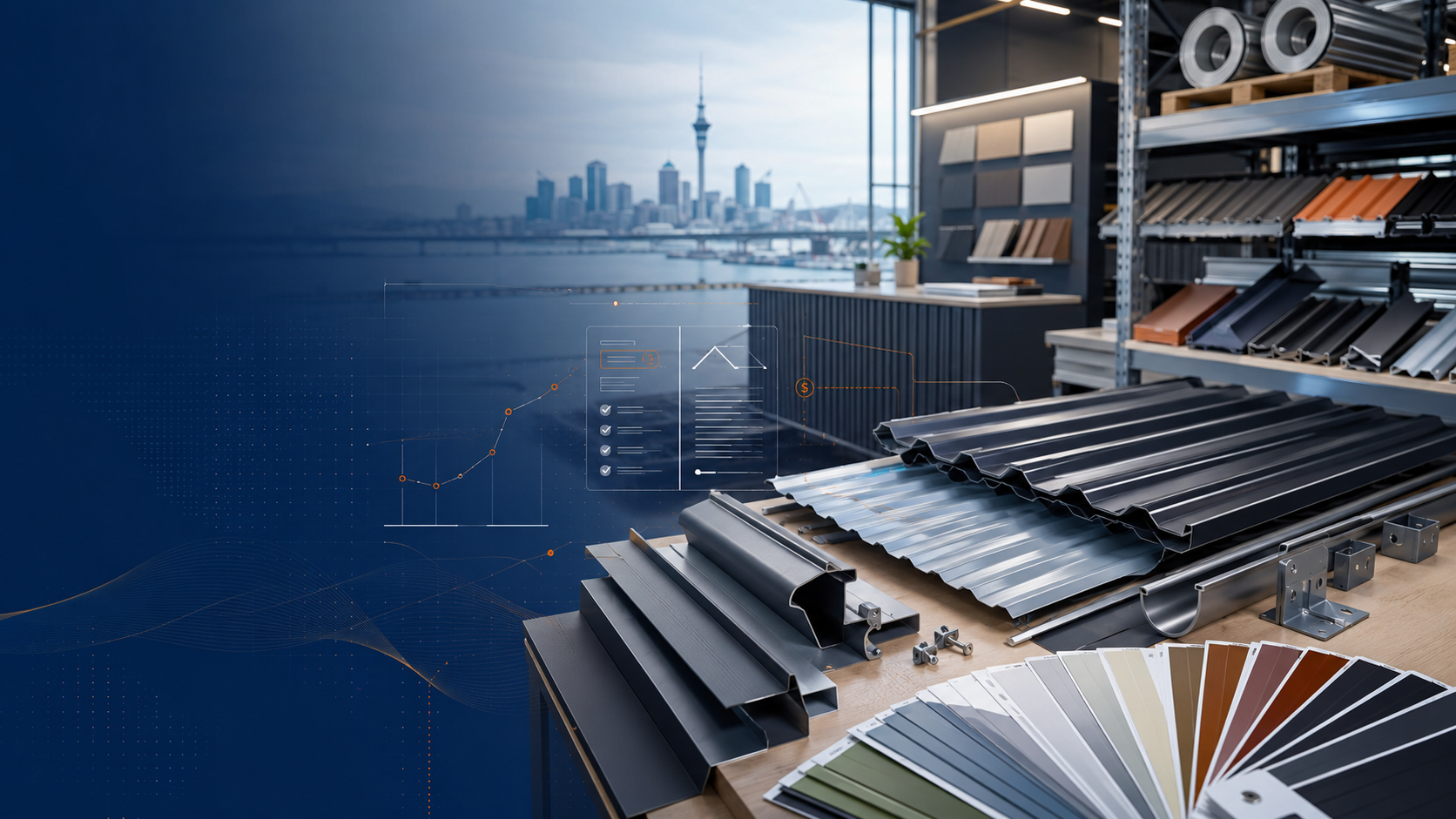 Roofing supplier materials, colour samples and Auckland supplier-ready product data